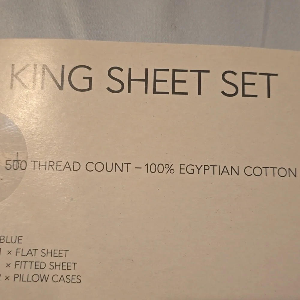 EQ3 500 Thread Count Egyptian King Cotton Sheet Set,Retail Price $179.99US, Blue